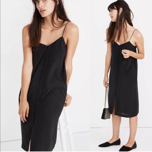 Madewell Button Front Silk Slip Dress - Picture 2 of 2